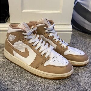 Nike Air Jordan | Tan and White High-Top Sneakers